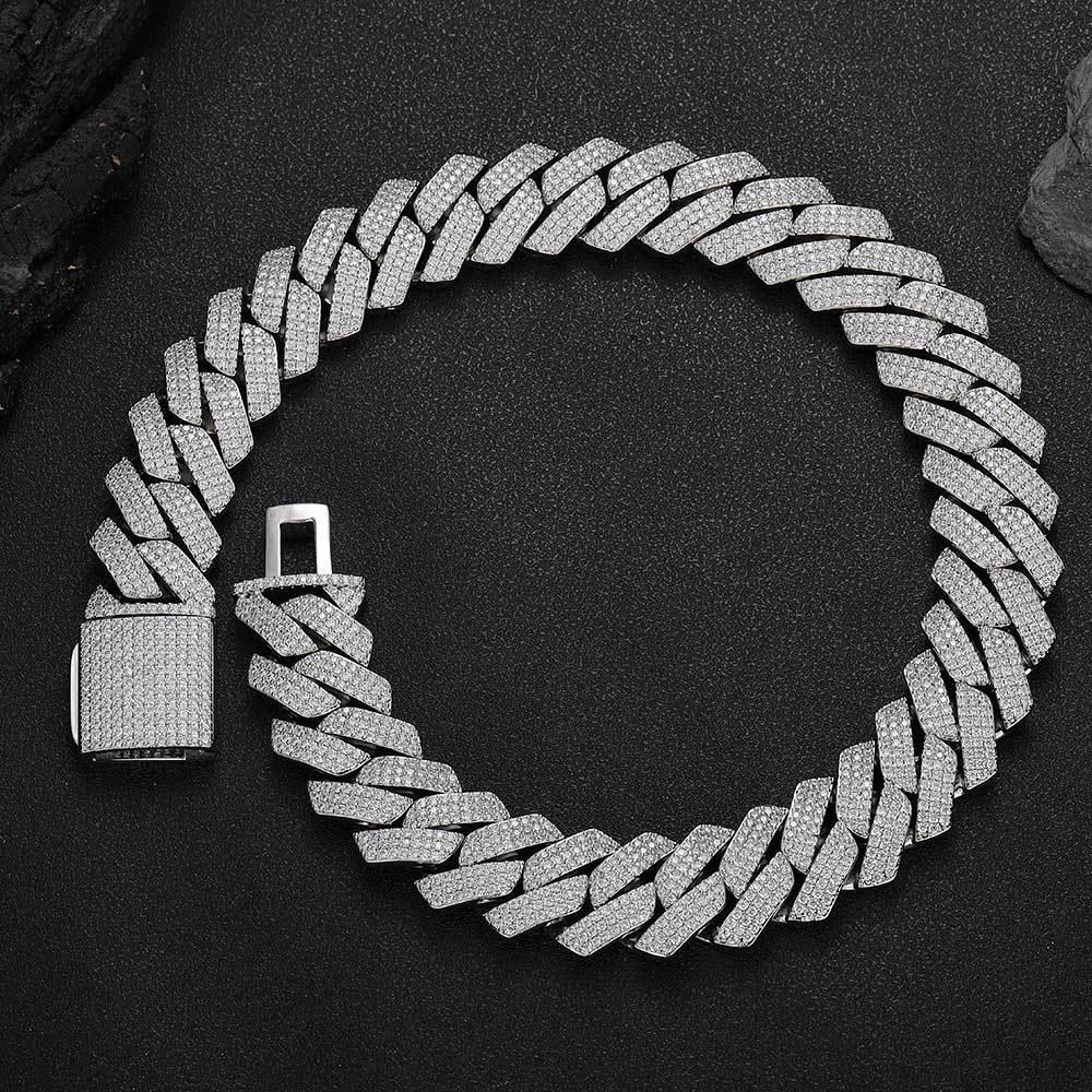 25mm 3-Row Full Zircon Iced Out Cuban Chain Necklace - CaratixJewelry